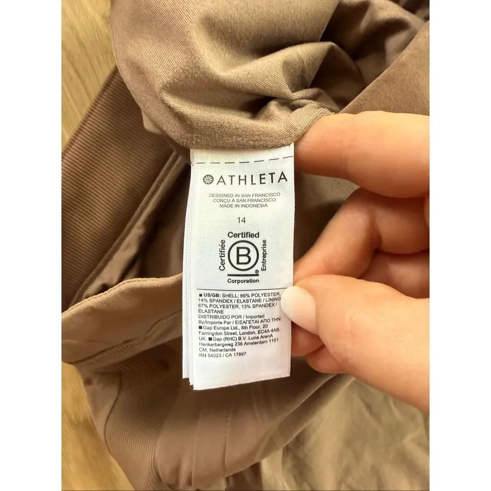 Athleta Brooklyn Mid Rise Ankle Pant Taupe Brown Size 14
